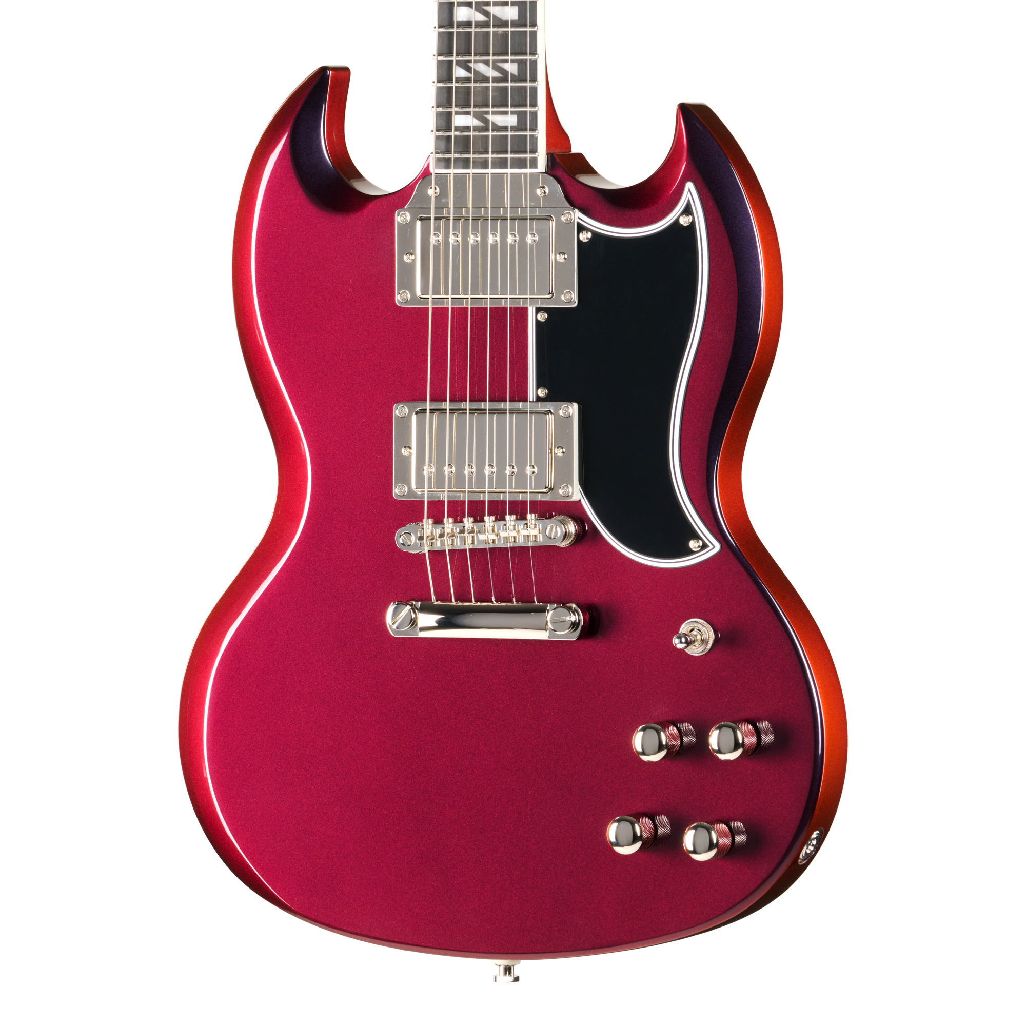 E-Gitarre, Doppelausschnitt, Rot metallic, Humbucker, Schwarzes Schlagbrett